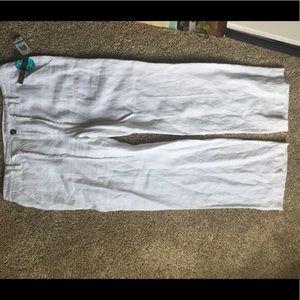 INC Beach White Wide-Legged Linen Drawstring pant